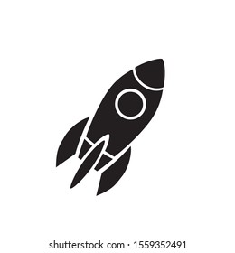 Monochrome vector illustration of rocket icon isolated on white background