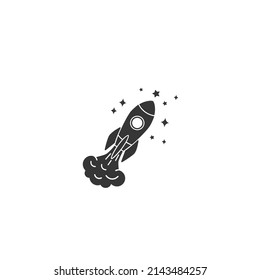 Monochrome vector illustration of rocket icon isolated on white background