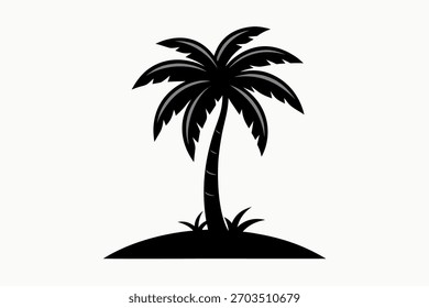 Conjunto de Ilustração Vetorial Monocromático de Palmeiras Altas e Curtas Elemento de Design de Verão de Praia