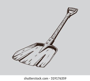 It is monochrome vector illustration of shovel.
