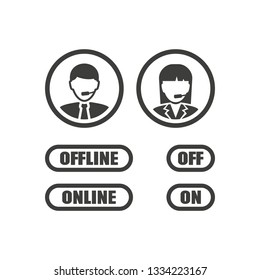 Monochrome vector illustration user icon support isolated on white background.