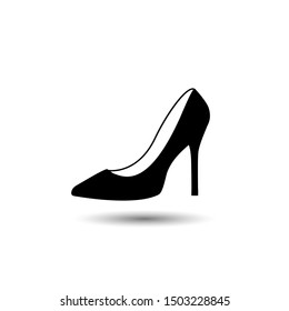 Monochrome vector illustration of a women's shoe icon, isolated on a white background