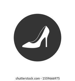 Monochrome vector illustration of a women's shoe white icon, isolated on a  graybackground