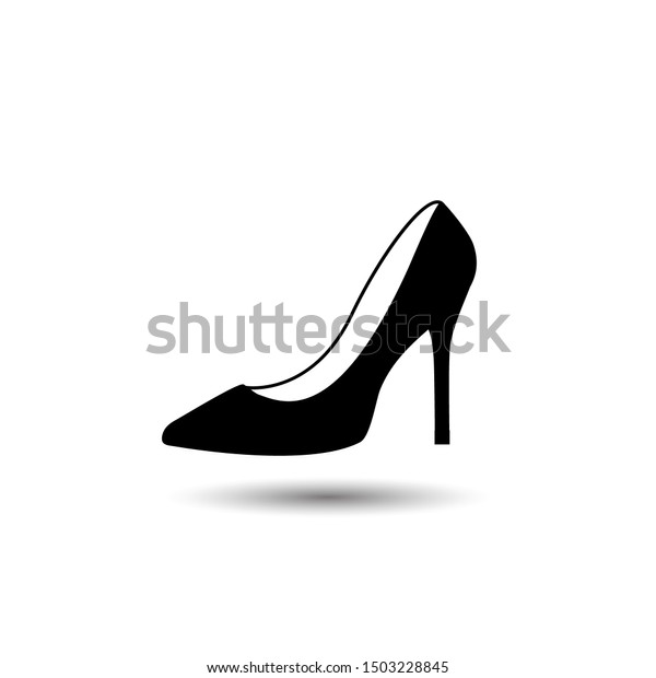 白い背景に女性の靴アイコンのモノクロベクターイラスト のベクター画像素材 ロイヤリティフリー