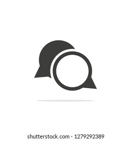 Monochrome vector illustrations of a chat window icon.