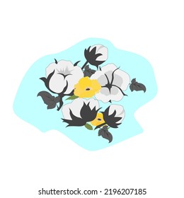 Monochrome vector image. Poppy and cotton plant.