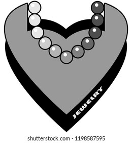 A monochrome vector jewelry logotype in heart shape with shiny pearls and letters. An elegant Pearl necklace.

Hand drawn colored vector illustration.