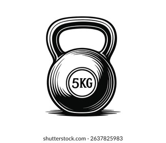 Monochrome Vector Kettlebell Illustration. Fitness and Weightlifting Equipment Design.