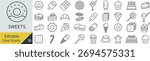 Monochrome Vector Line Art Icon Set for Sweets