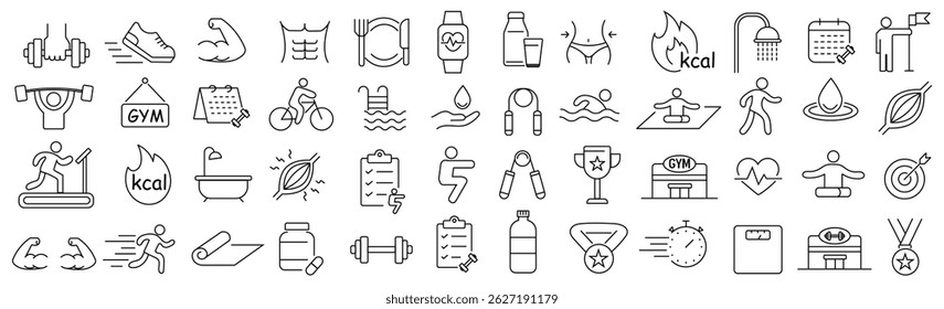 Monochrome Vector Line Art Icon Set for Training