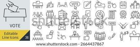 Monochrome Vector Line Art Icon Set for Voting