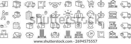 Monochrome Vector Line Art Icon Set for Moving