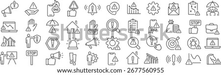 Monochrome Vector Line Art Risk Icon Set
