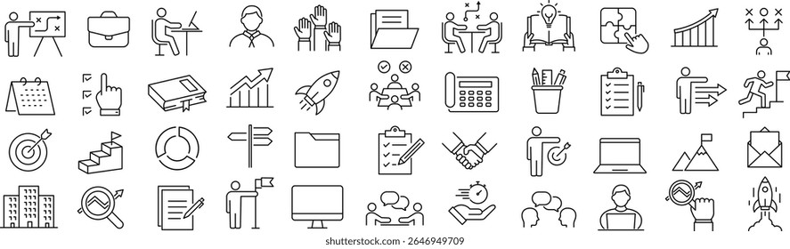 Monochrome Vector Line Icon Set for Tasks