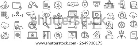 Monochrome Vector Line Icon Set for Safety