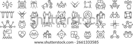 Monochrome Vector Line Icon Set of Stakeholders