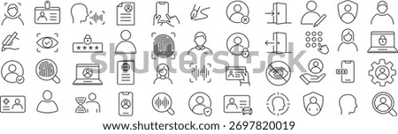 A monochrome vector line icon set for ID and identity