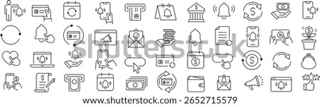 Monochrome Vector Line-Art Icon Set for Subscriptions
