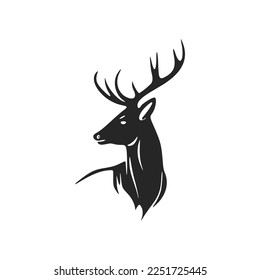 Monochrome vector logo depicting a deer.