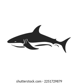 Monochrome vector logo depicting a strong shark.