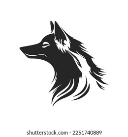 Monochrome vector logo depicting a wolf.