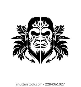 Monochrome vector logo featuring a monkey.