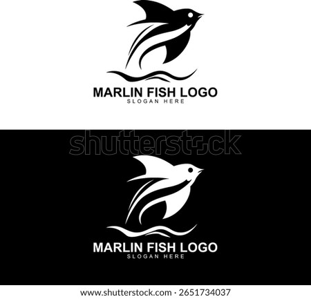 Monochrome Vector Marlin Fish Logo Design