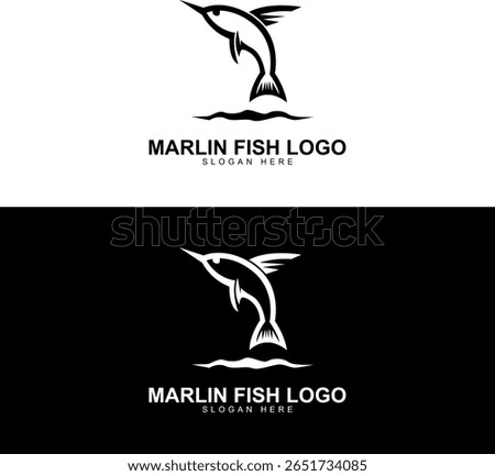 Monochrome Vector Marlin Fish Logo Design