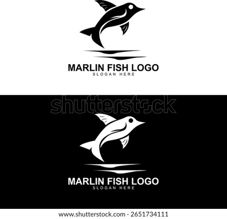 Monochrome Vector Marlin Fish Logo Design