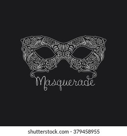 Monochrome vector Masquerade Mask. Design element for cards, invitations, posters.