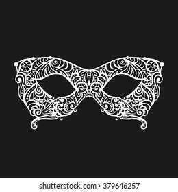 Monochrome vector Masquerade Mask. Design element for cards, invitations, posters.