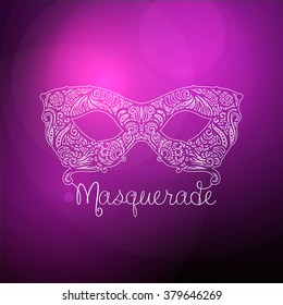 Monochrome vector Masquerade Mask. Design element for cards, invitations, posters.