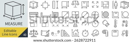 Monochrome Vector Measurement Line Icon Set