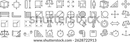 Monochrome Vector Measurement Line Icon Set