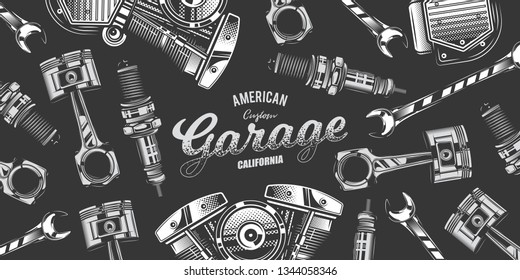 Monochrome vector Moto banner. Moto elements on the background of the inscription