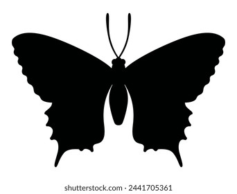 Monochrome Vektor-Papilio-Machaon-Silhouette. Gelber Schwalbenschwanz.