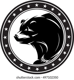 monochrome vector pattern with bear for a logo or packaging