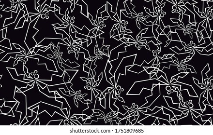 Monochrome vector pattern illustration of stylized coconut leaves.