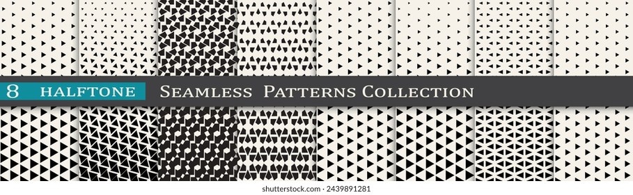 Monochrome vector pattern set. Halftone background collection. Cool cover design.