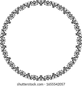 Monochrome vector pattern in the shape of a ring. Applicable for photo frames, plates, cards.