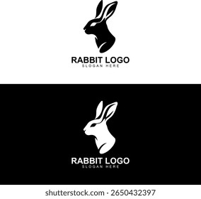 Monochrome Vector Rabbit Head Logo Design