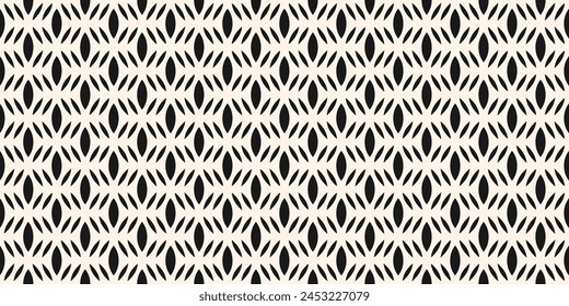 Nahtlose Schwarzweiß-Vektorgrafik. Einfache schwarz-weiße geometrische Textur. Darstellung von Netz, Gitter, Gitter, Gewebestruktur. Moderner abstrakter Hintergrund. Wiederholtes Design für Druck, Cover, Stoff