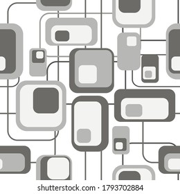 Monochrome vector seamless pattern. In the style of the 50s and 60s. For design, fashion, decor, background, wrapper, Wallpaper.