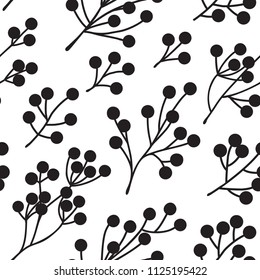Monochrome vector seamless plant pattern. Endless backgrounds decorative elements. Modern floral texture.