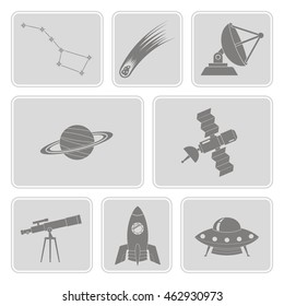 monochrome vector set with astronomy and space icons for your design