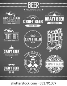 Monochrome vector set of beer labels and logos