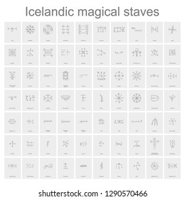 monochrome vector set  with Icelandic magical staves