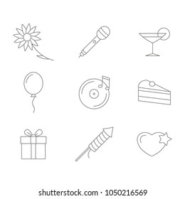 monochrome vector set with line party icons for your design