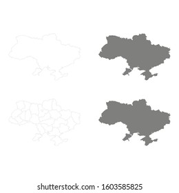 monochrome vector set with maps of Ukraine