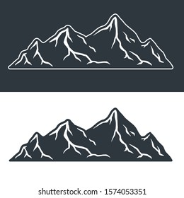 monochrome vector set of mountains and rocks on a dark and light background